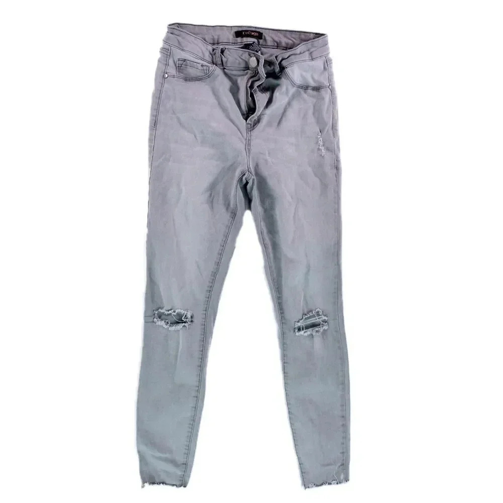 Refuge Gray Women's Ripped Jeans 4